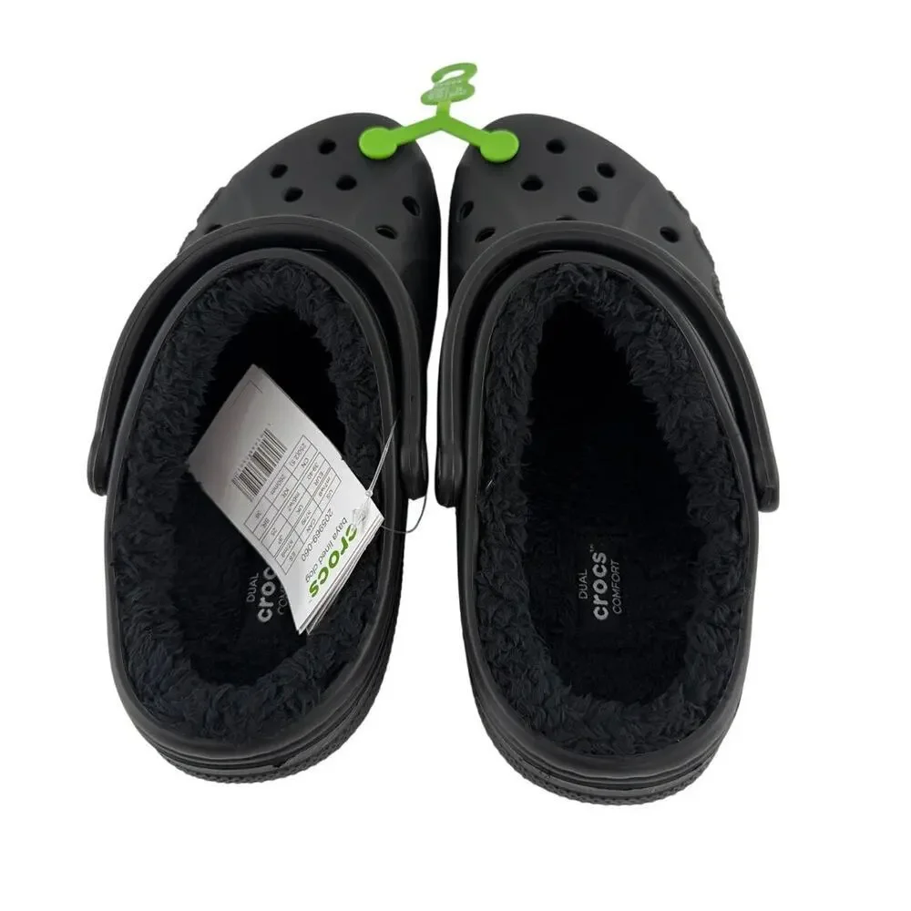 Crocs Unisex Black Baya Lined Clogs Size M's 7 W's 9
